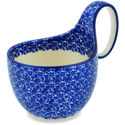 Polish Pottery Bowl with Loop-Handle 16 oz Choppy Waters