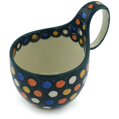 Polish Pottery Bowl with Loop-Handle 16 oz City Lights UNIKAT