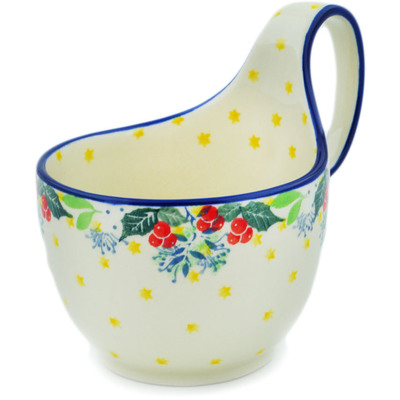 Polish Pottery Bowl with Loop Handle 16 oz Classic Rowan