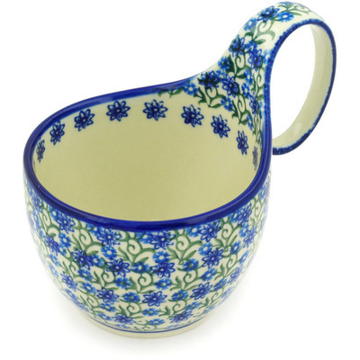 Polish Pottery Bowl with Loop Handle 16 oz Climbing Daisy