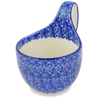 Polish Pottery Bowl with Loop-Handle 16 oz Cobalt Current