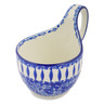 Polish Pottery Bowl with Loop-Handle 16 oz Cobalt Leaf Variation