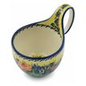 Polish Pottery Bowl with Loop-Handle 16 oz Copper Rose Meadow UNIKAT