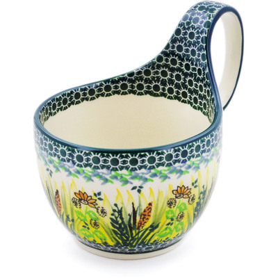 Polish Pottery Bowl with Loop-Handle 16 oz Country Harvest UNIKAT