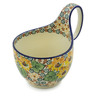 Polish Pottery Bowl with Loop Handle 16 oz Country Sunflower UNIKAT