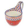 Polish Pottery Bowl with Loop-Handle 16 oz Crimson Poppies UNIKAT