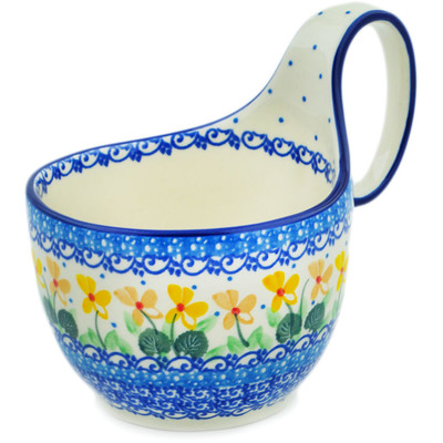 Polish Pottery Bowl with Loop Handle 16 oz Daffodil Melody