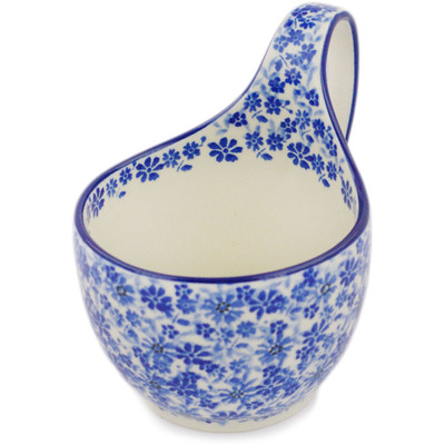 Polish Pottery Bowl with Loop-Handle 16 oz Daisy Confetti