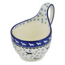 Polish Pottery Bowl with Loop-Handle 16 oz Dancing Dachshunds