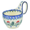 Polish Pottery Bowl with Loop-Handle 16 oz Dancing Gnome