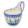 Polish Pottery Bowl with Loop-Handle 16 oz Dancing Snowman UNIKAT