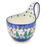 Polish Pottery Bowl with Loop Handle 16 oz Dancing Snowman UNIKAT