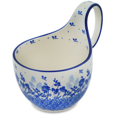 Polish Pottery Bowl with Loop-Handle 16 oz Dewy Morning