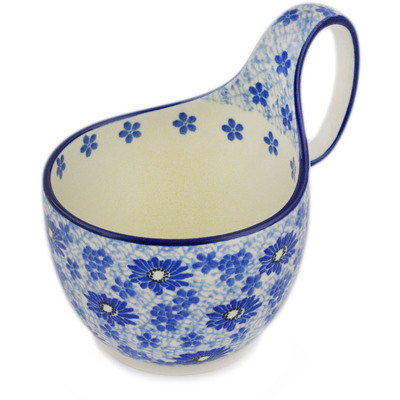 Polish Pottery Bowl with Loop-Handle 16 oz Drifting Dragonfly