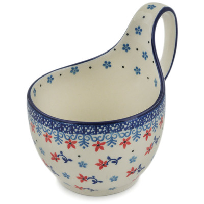 Polish Pottery Bowl with Loop Handle 16 oz Elegant Symphony
