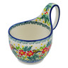 Polish Pottery Bowl with Loop-Handle 16 oz Festive Avian Delight UNIKAT