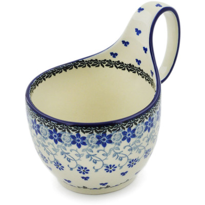 Polish Pottery Bowl with Loop-Handle 16 oz First Snow
