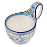 Polish Pottery Bowl with Loop-Handle 16 oz Flower Crown UNIKAT
