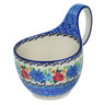 Polish Pottery Bowl with Loop-Handle 16 oz Floweret