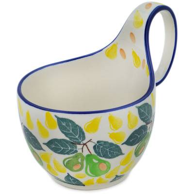Polish Pottery Bowl with Loop-Handle 16 oz Fresh Pear
