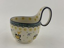 Polish Pottery Bowl with Loop-Handle 16 oz Golden Wings