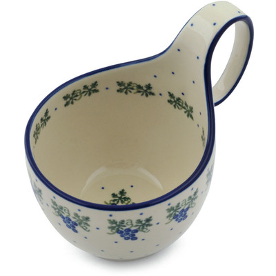 Polish Pottery Bowl with Loop-Handle 16 oz Grape Vines