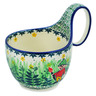 Polish Pottery Bowl with Loop-Handle 16 oz Green Tranquility UNIKAT
