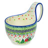 Polish Pottery Bowl with Loop Handle 16 oz Green Village UNIKAT