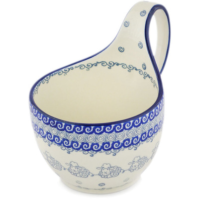 Polish Pottery Bowl with Loop-Handle 16 oz