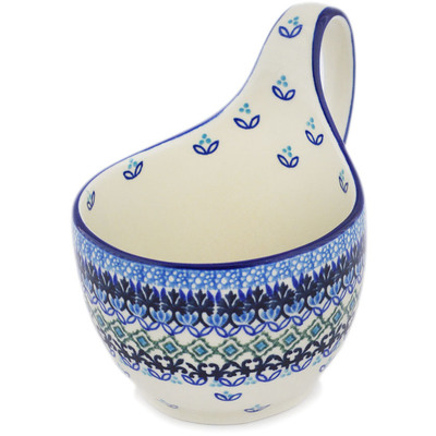 Polish Pottery Bowl with Loop-Handle 16 oz
