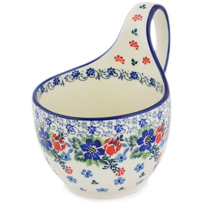 Polish Pottery Bowl with Loop-Handle 16 oz