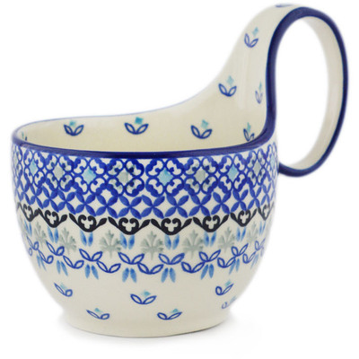 Polish Pottery Bowl with Loop-Handle 16 oz