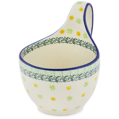 Polish Pottery Bowl with Loop-Handle 16 oz
