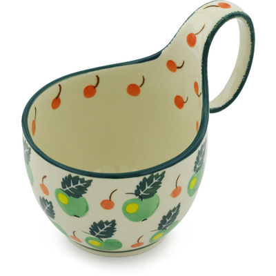Polish Pottery Bowl with Loop-Handle 16 oz