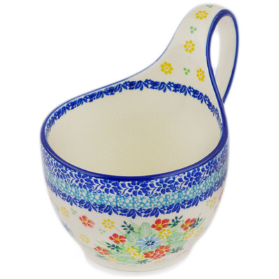 Polish Pottery Bowl with Loop-Handle 16 oz