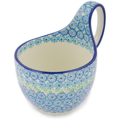 Polish Pottery Bowl with Loop-Handle 16 oz