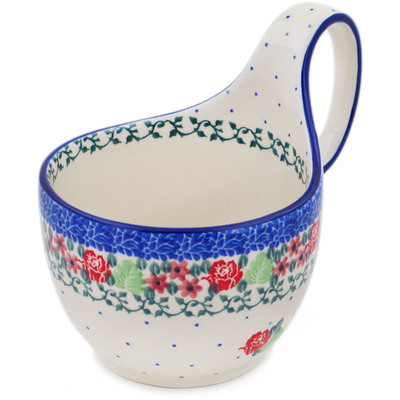 Polish Pottery Bowl with Loop-Handle 16 oz