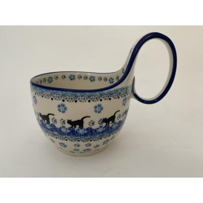 Polish Pottery Bowl with Loop-Handle 16 oz