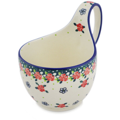 Polish Pottery Bowl with Loop-Handle 16 oz