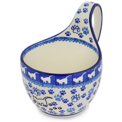 Polish Pottery Bowl with Loop-Handle 16 oz