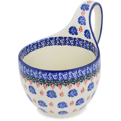 Polish Pottery Bowl with Loop-Handle 16 oz