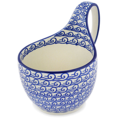 Polish Pottery Bowl with Loop-Handle 16 oz