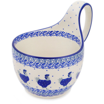 Polish Pottery Bowl with Loop-Handle 16 oz