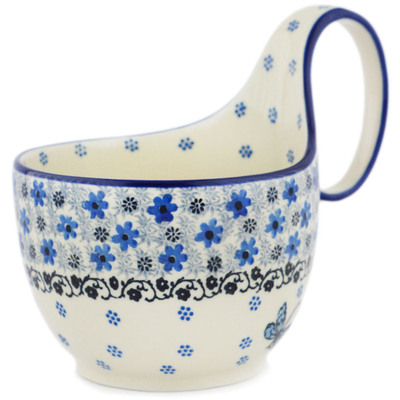 Polish Pottery Bowl with Loop-Handle 16 oz