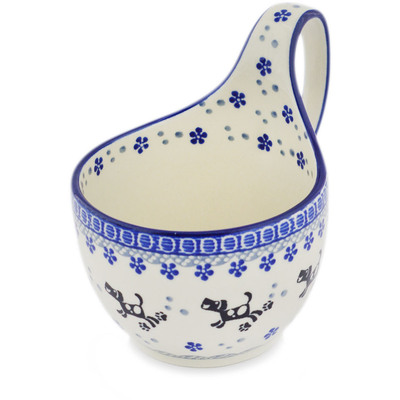 Polish Pottery Bowl with Loop-Handle 16 oz