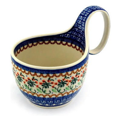 Polish Pottery Bowl with Loop-Handle 16 oz