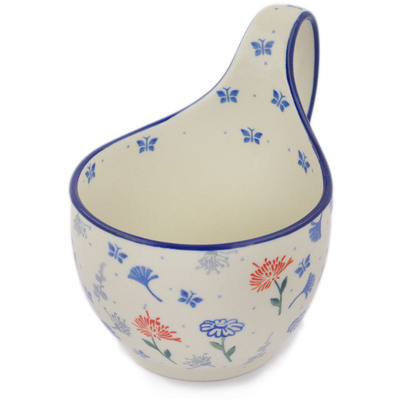 Polish Pottery Bowl with Loop-Handle 16 oz