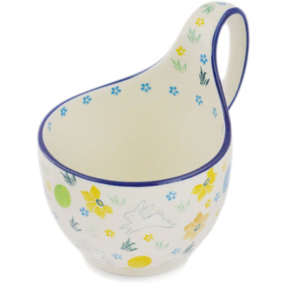 Polish Pottery Bowl with Loop-Handle 16 oz