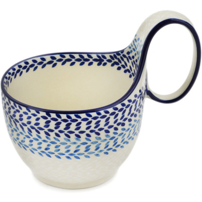 Polish Pottery Bowl with Loop Handle 16 oz Half And Half