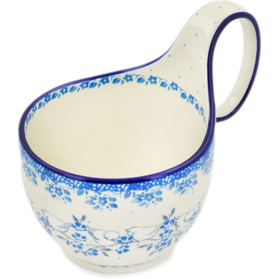 Polish Pottery Bowl with Loop Handle 16 oz Happy Doves